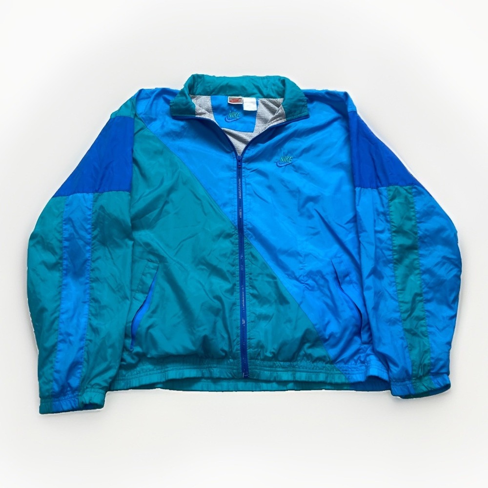 Vintage Nike Track Jacket Mens L Windbreaker 90s Swoosh Logo Colorblock